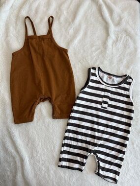 Summer baby boy 6-9 months romper shortall outfit sleeveless overall